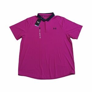 Under Armour Iso-Chill Golf Polo Mens XXL Magenta UPF 50+ Short Sleeve NWT